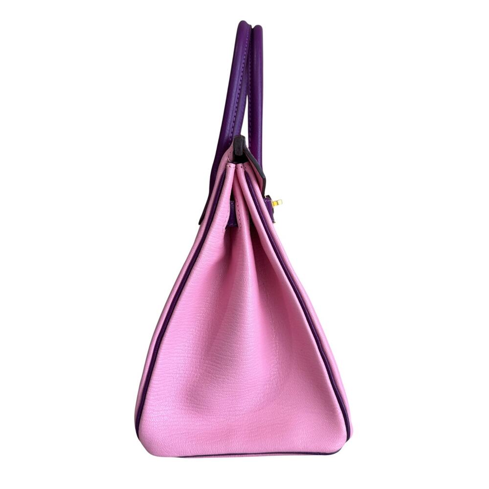 Hermes Birkin 30 Special Order Bubblegum Pink Anemone Purple Chevre Gold HWR - Picture 7 of 11